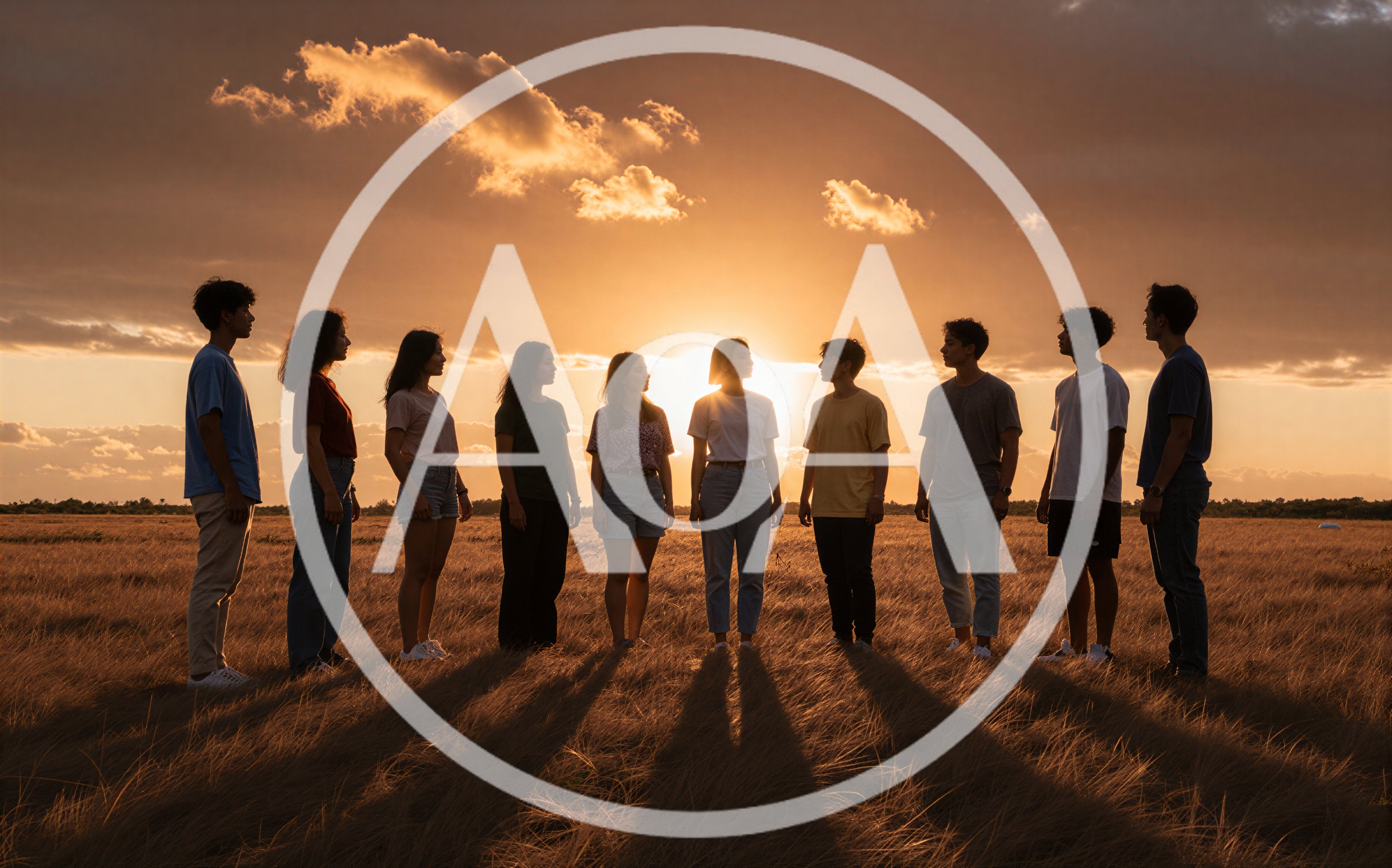 Diverse Group Standing Together In A Golden Field