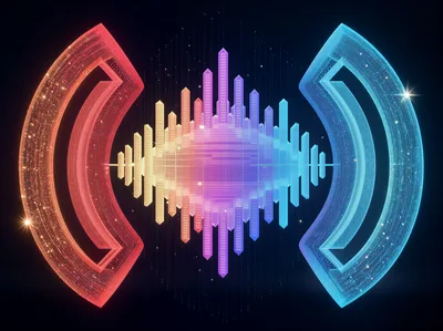 Abstract Digital Sound Wave Visualization With Glowing Geometric Elements