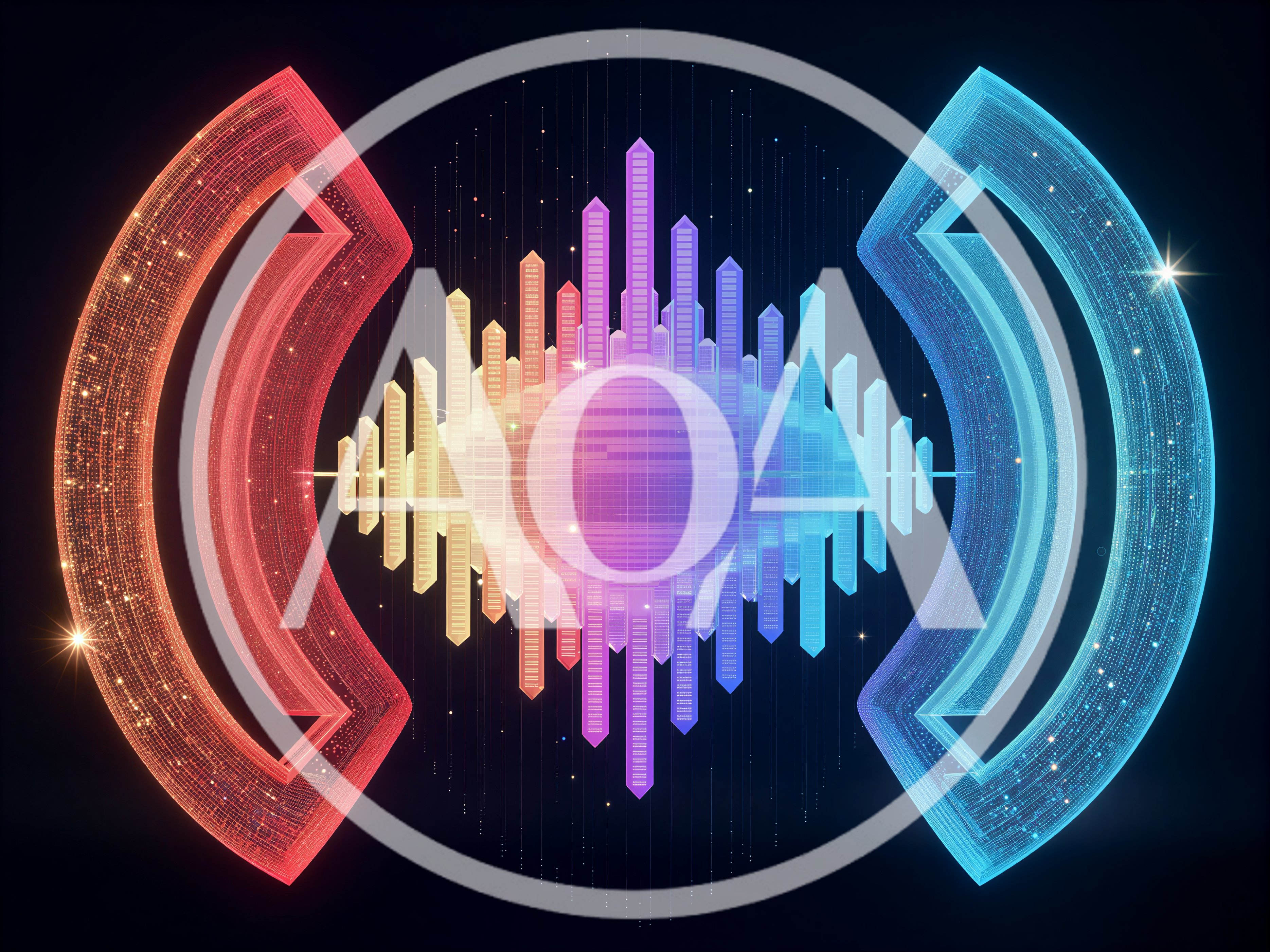 Abstract Digital Sound Wave Visualization With Glowing Geometric Elements