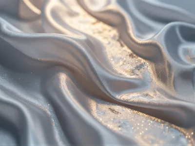 Abstract Background Of Flowing Silver Silk Fabric