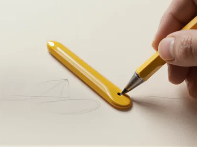 Hand Using A Yellow Drafting Tool On Paper
