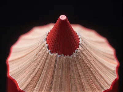 Extreme Macro Close Up Of A Red Pencil Tip
