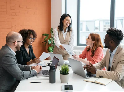 Diverse Business Team Collaborating During Office Meeting