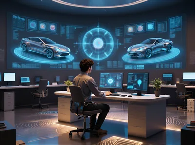 Automotive Engineer Working In High Tech Design Studio