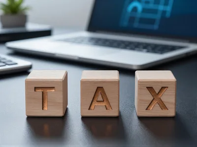 Wooden Blocks Spelling Tax On A Professional Office Desk