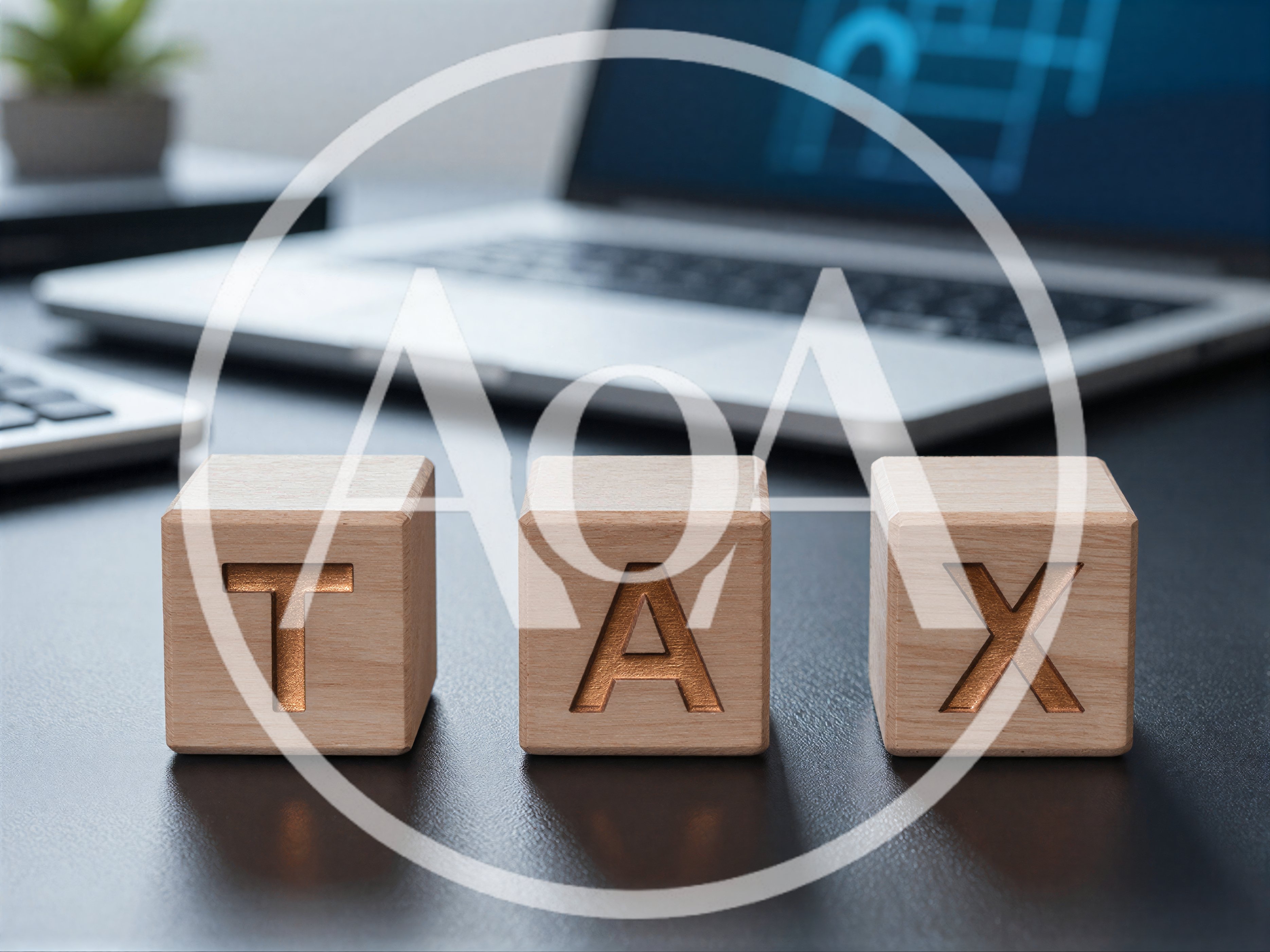 Wooden Blocks Spelling Tax On A Professional Office Desk