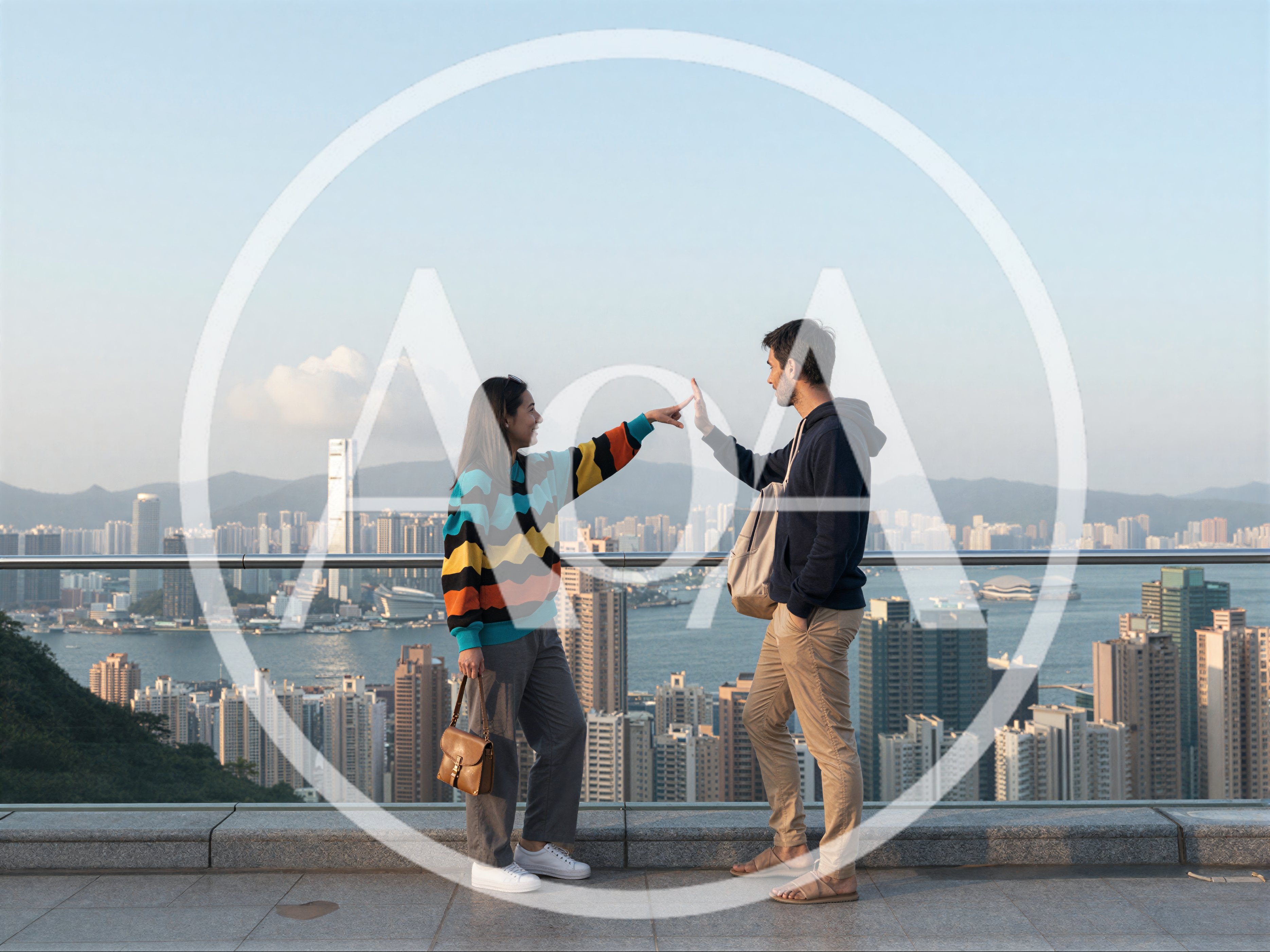 Couple Touching Fingers on Victoria Peak Hong Kong