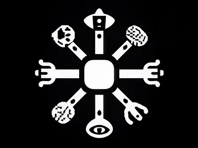 Abstract Geometric Symbol With Eight Radial Arms