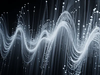 Abstract Digital Data Flow With Glowing Light Particles