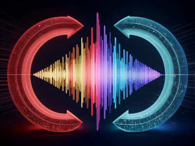 Abstract Digital Sound Wave With Circular Arrows