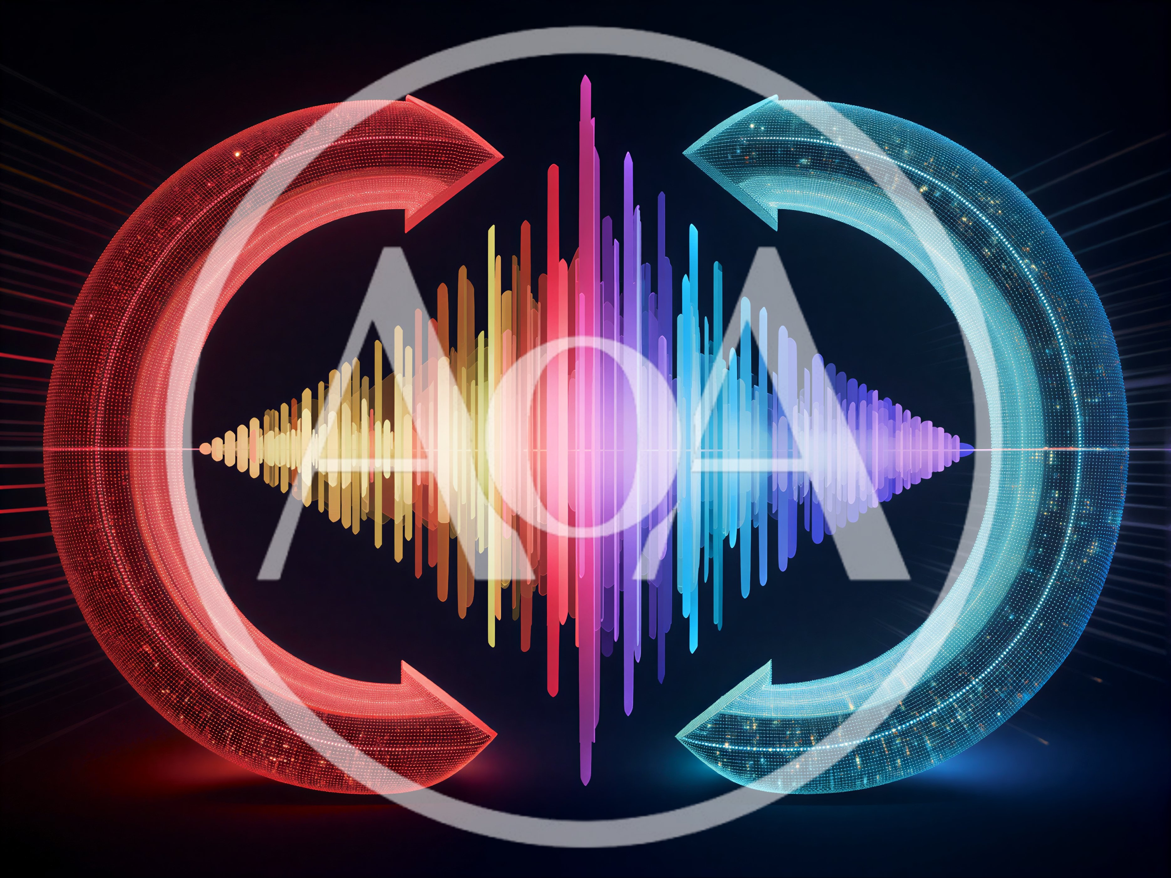 Abstract Digital Sound Wave With Circular Arrows