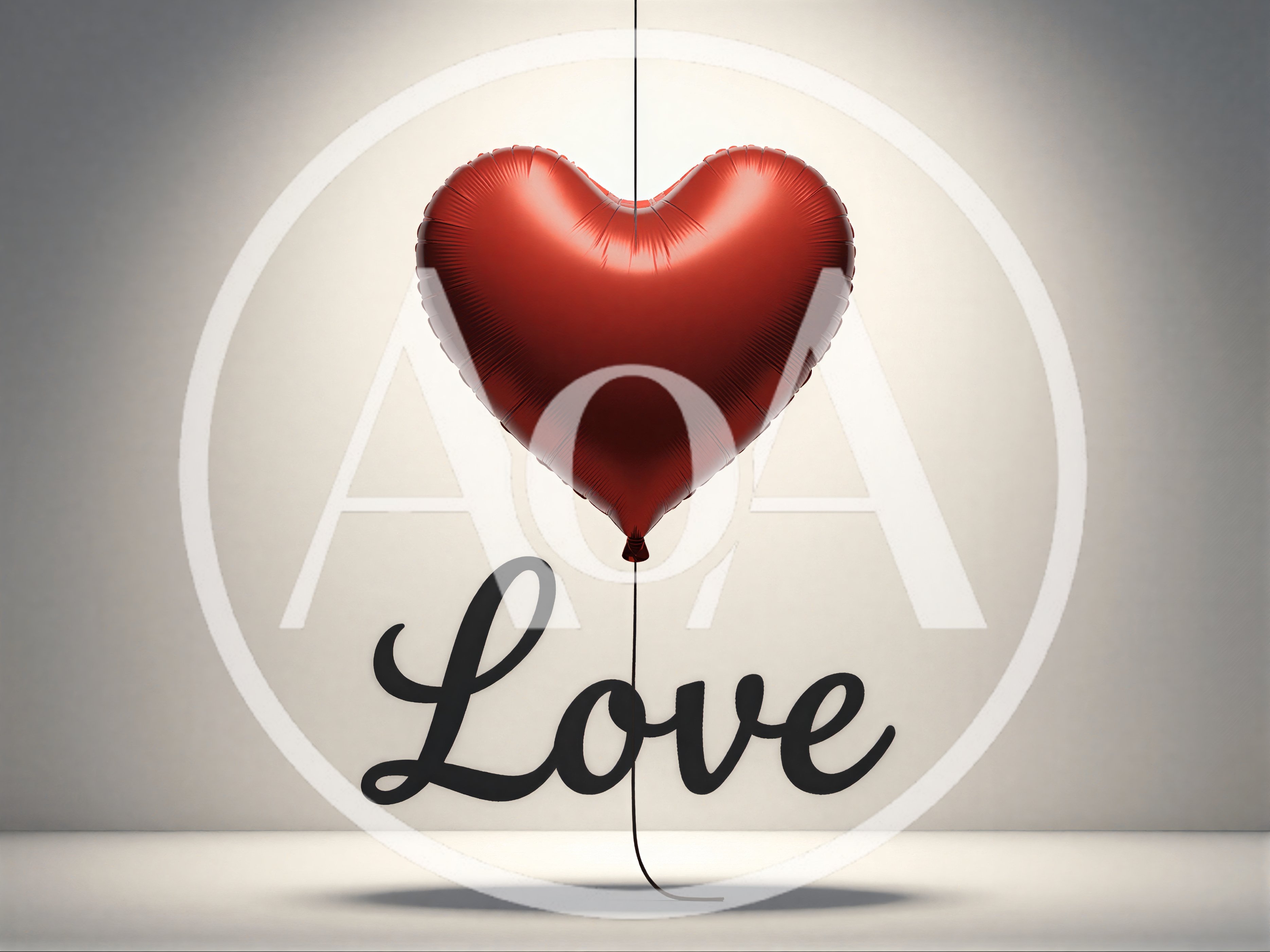 Red Heart Balloon With Love Text Sign