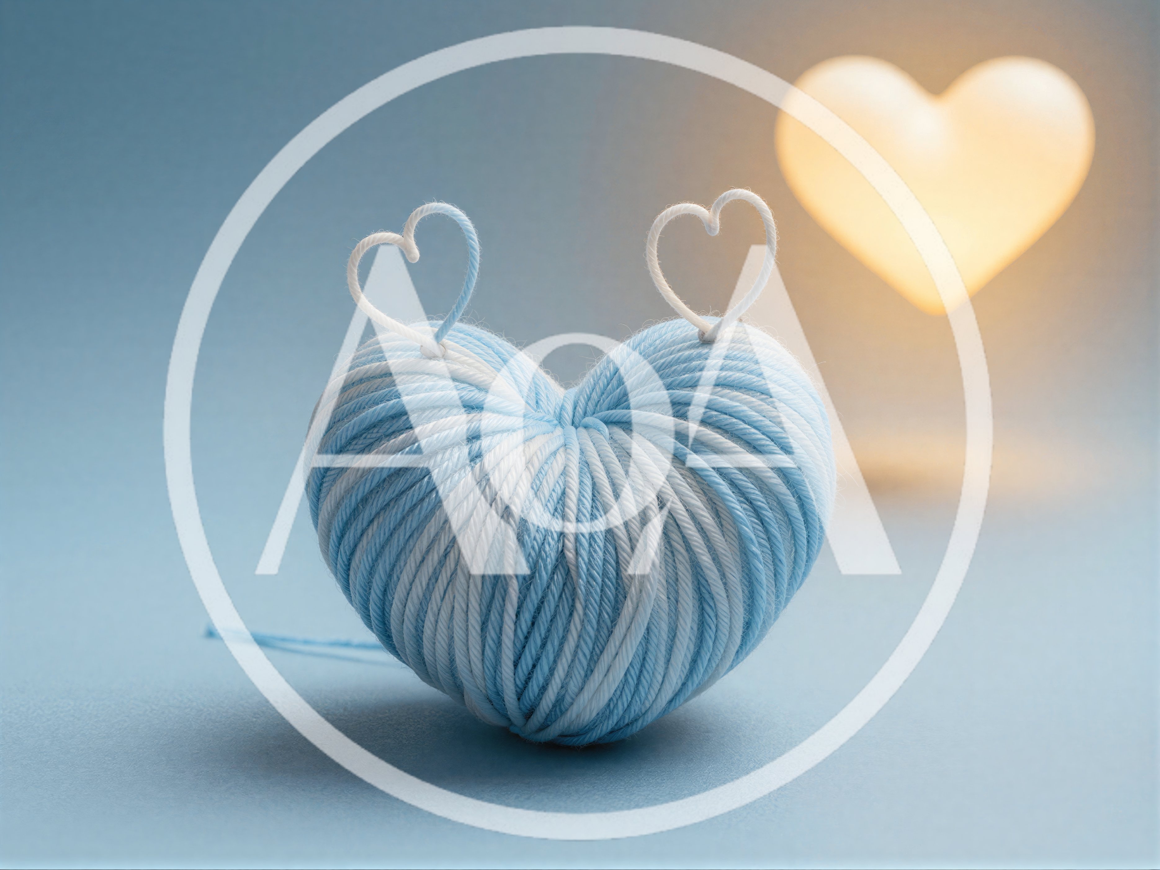 Blue Yarn Heart With Decorative Heart Pins