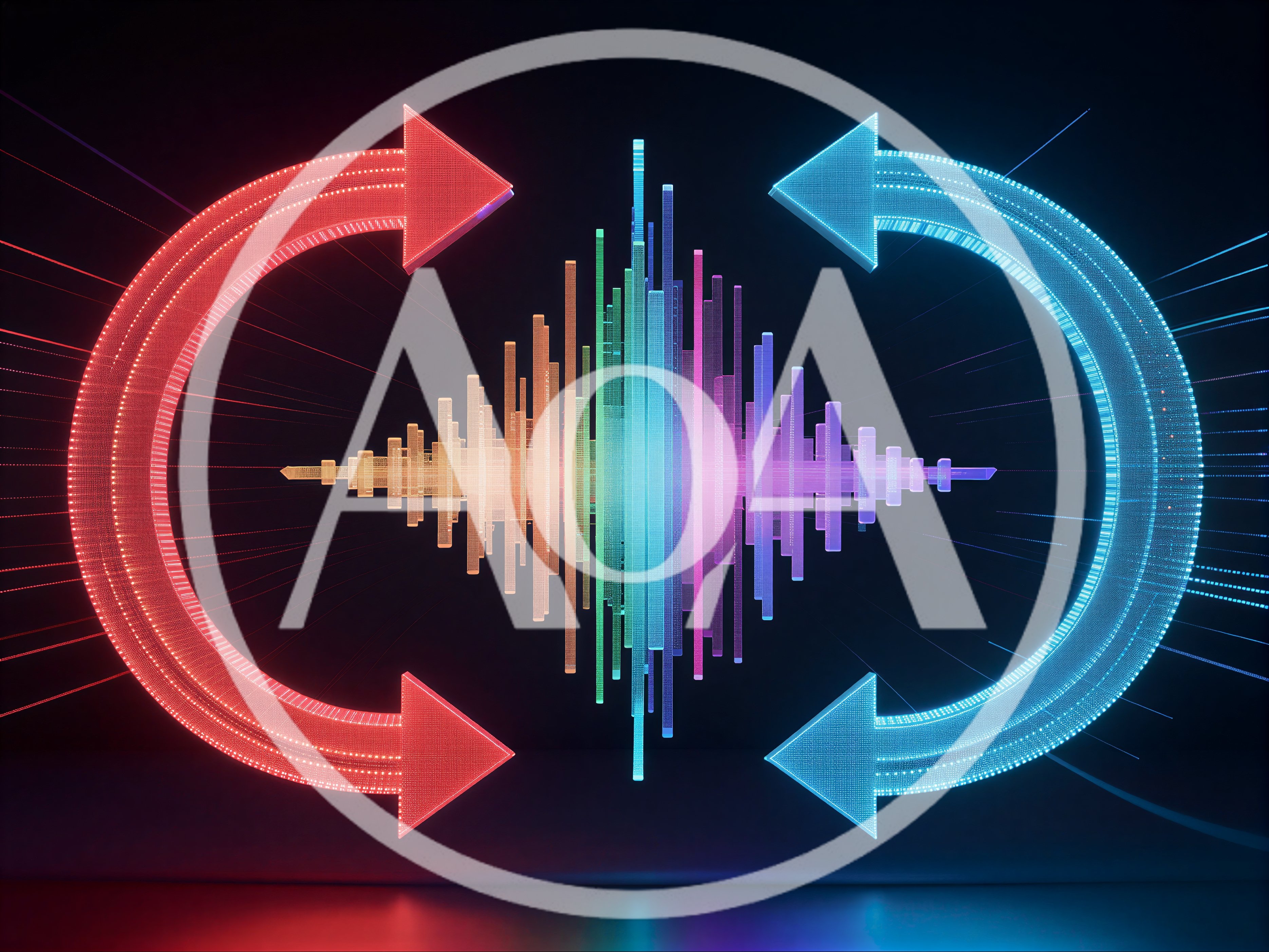 Digital Audio Waveform With Glowing Circular Arrows