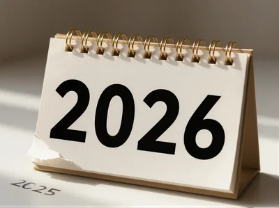2026 Desk Calendar With 2025 Fading In Background