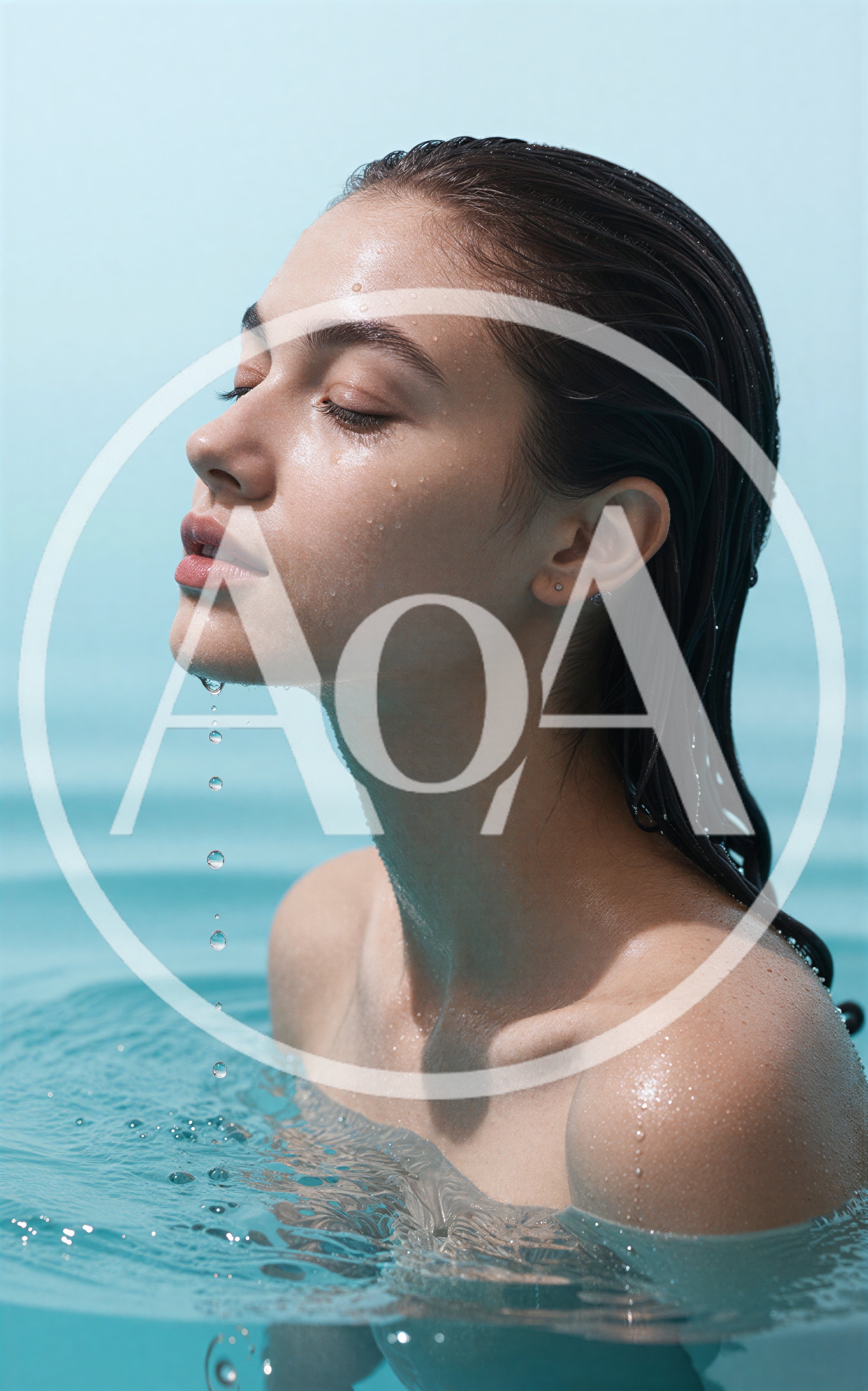 Young Woman With Wet Hair Relaxing In Swimming Pool