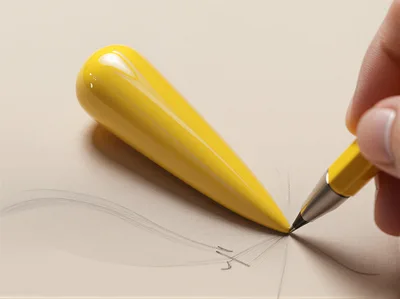 Hand Drawing With A Yellow Stylus On Paper