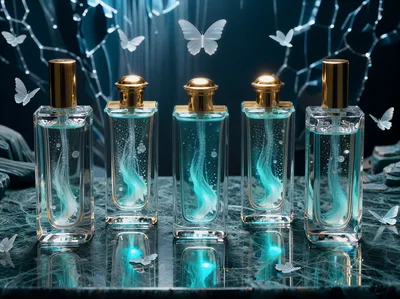 Five Luxury Perfume Bottles With Jellyfish Designs