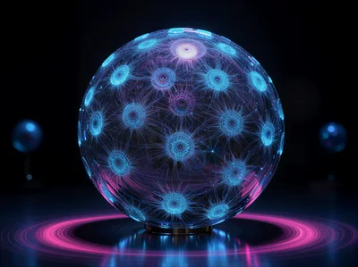 Glowing Futuristic Energy Sphere With Intricate Fractal Patterns