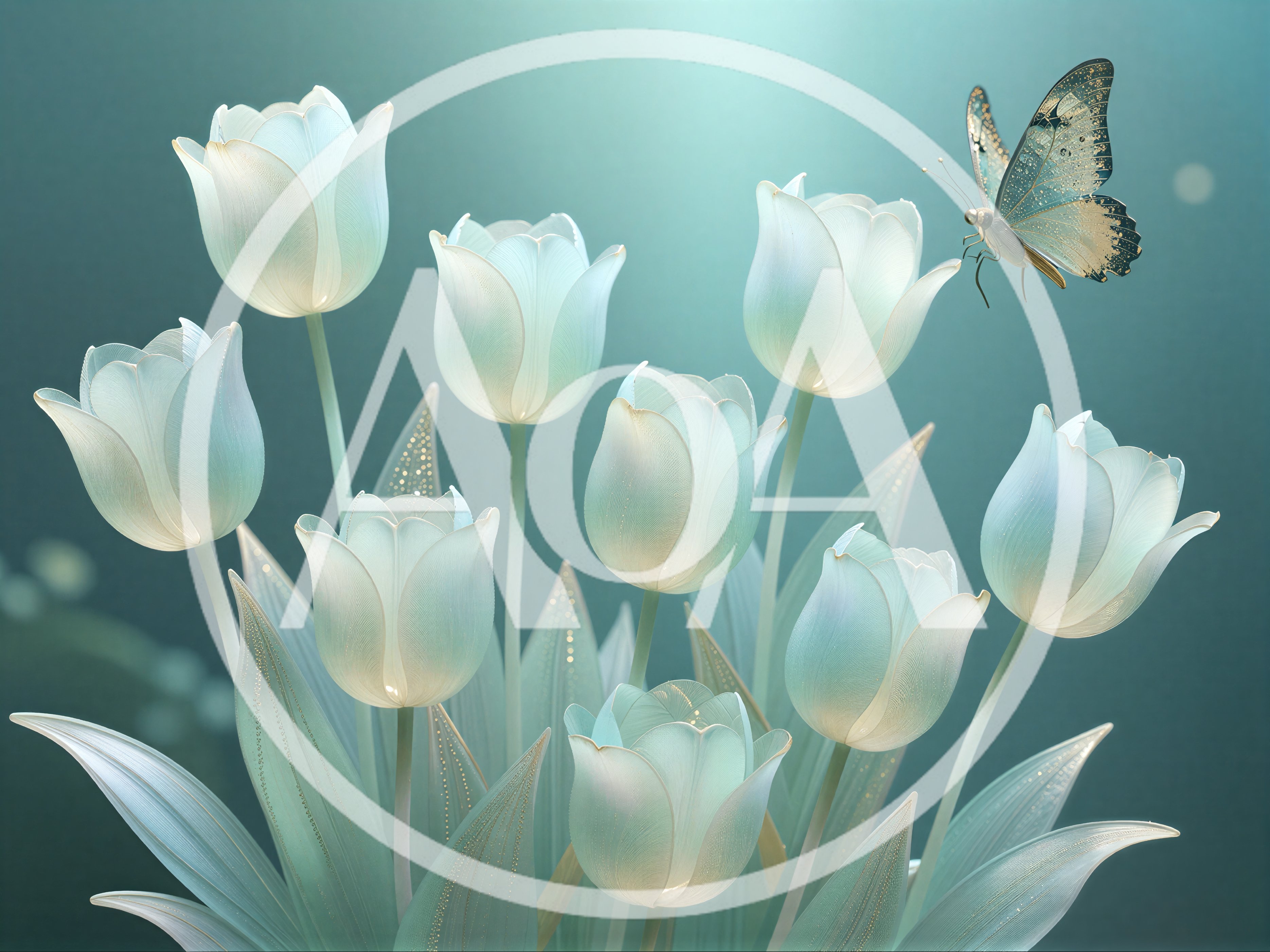 Ethereal White Tulips With A Delicate Butterfly