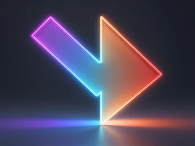 Neon Glowing Arrow Sign With Gradient Lighting
