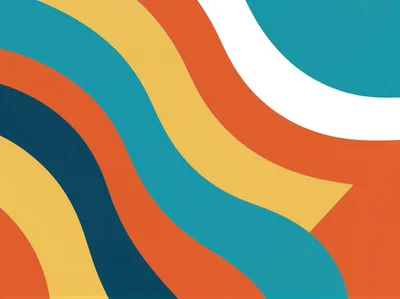 Retro Seventies Style Abstract Wavy Color Stripes