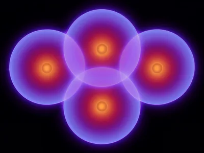 Abstract Glowing Circles Overlapping In A Symmetrical Pattern