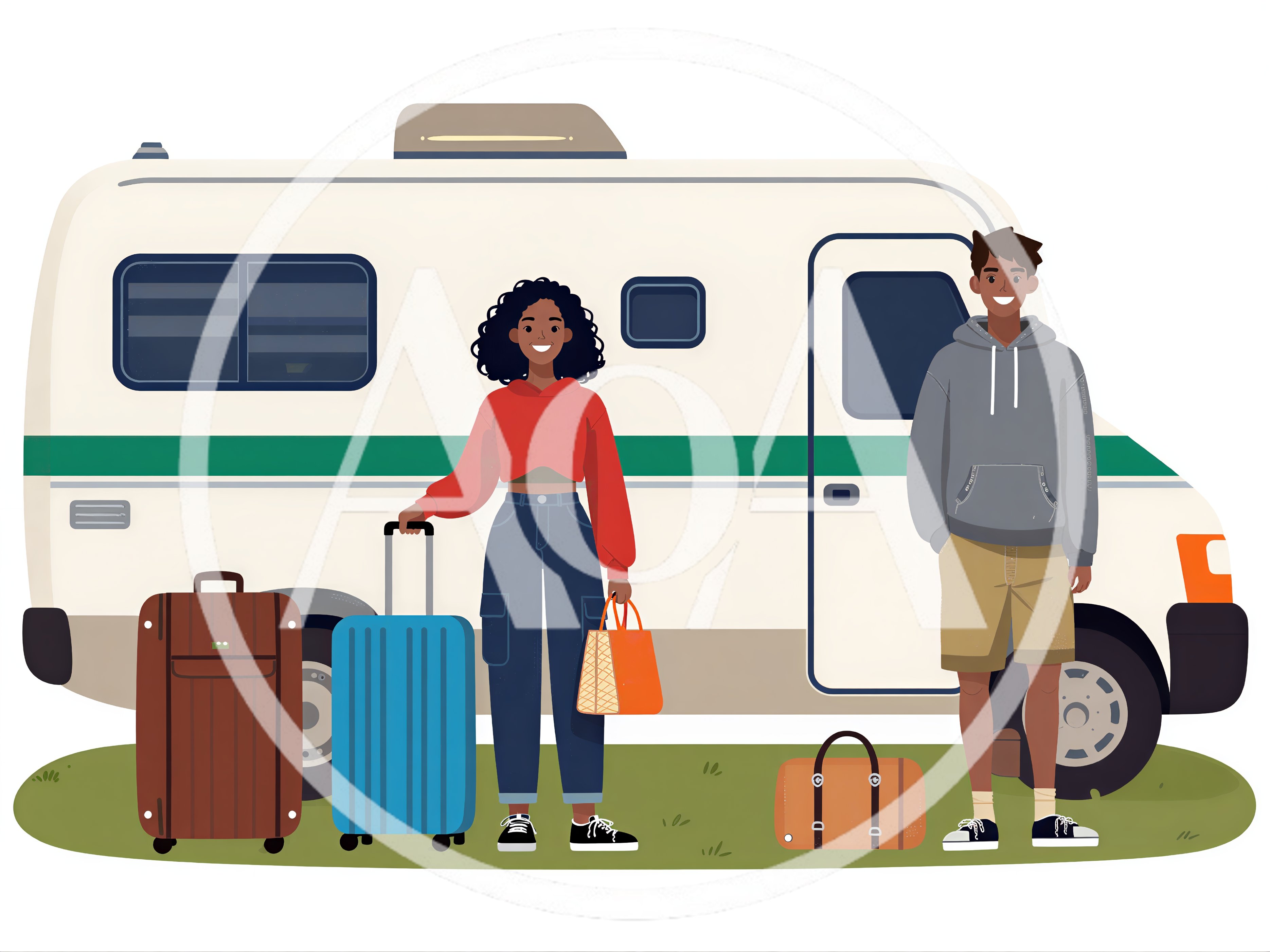 Young Couple Preparing For A Road Trip With Luggage