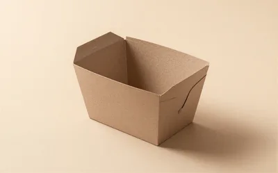 Empty Brown Cardboard Food Container Mockup