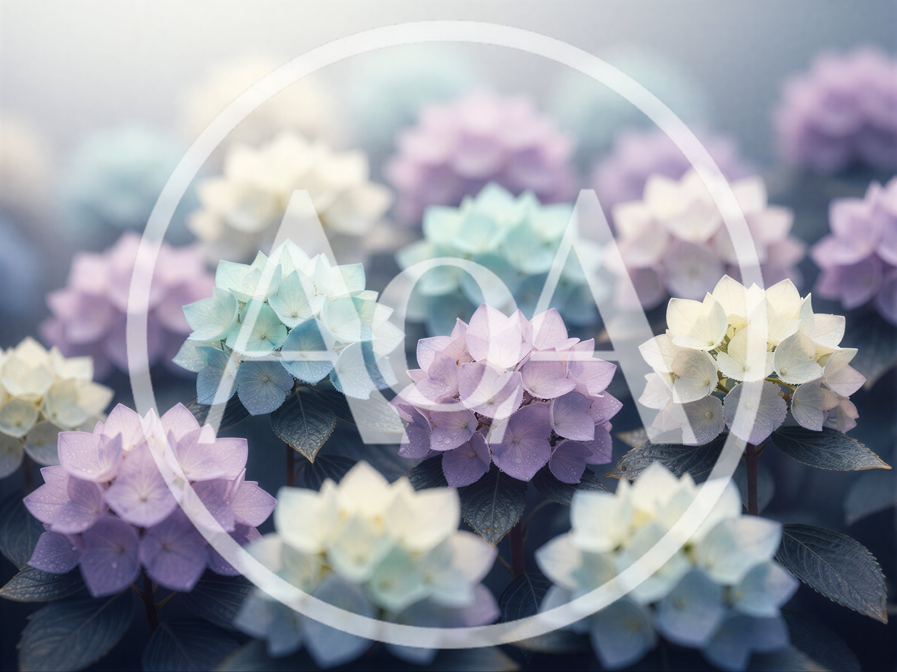Beautiful Pastel Hydrangea Flowers In A Garden