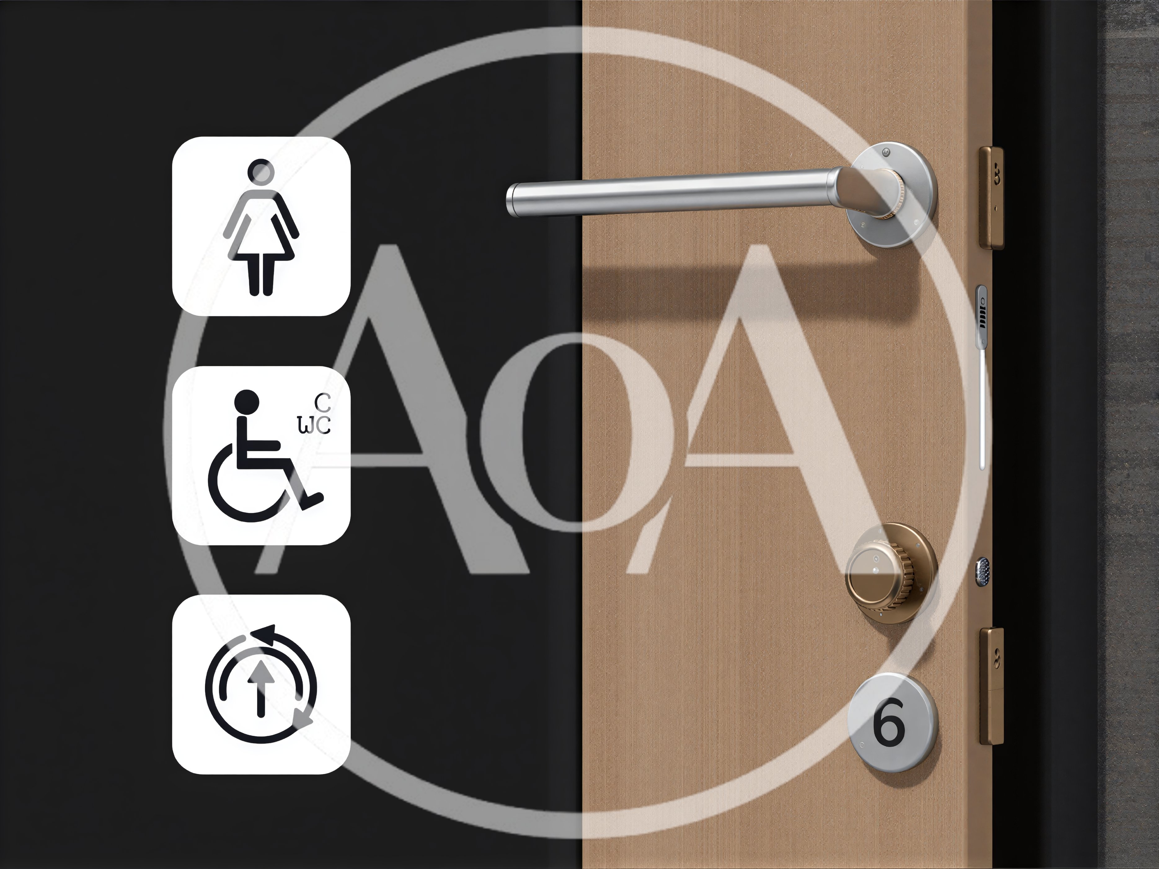 Modern Restroom Door With Signage And Hardware