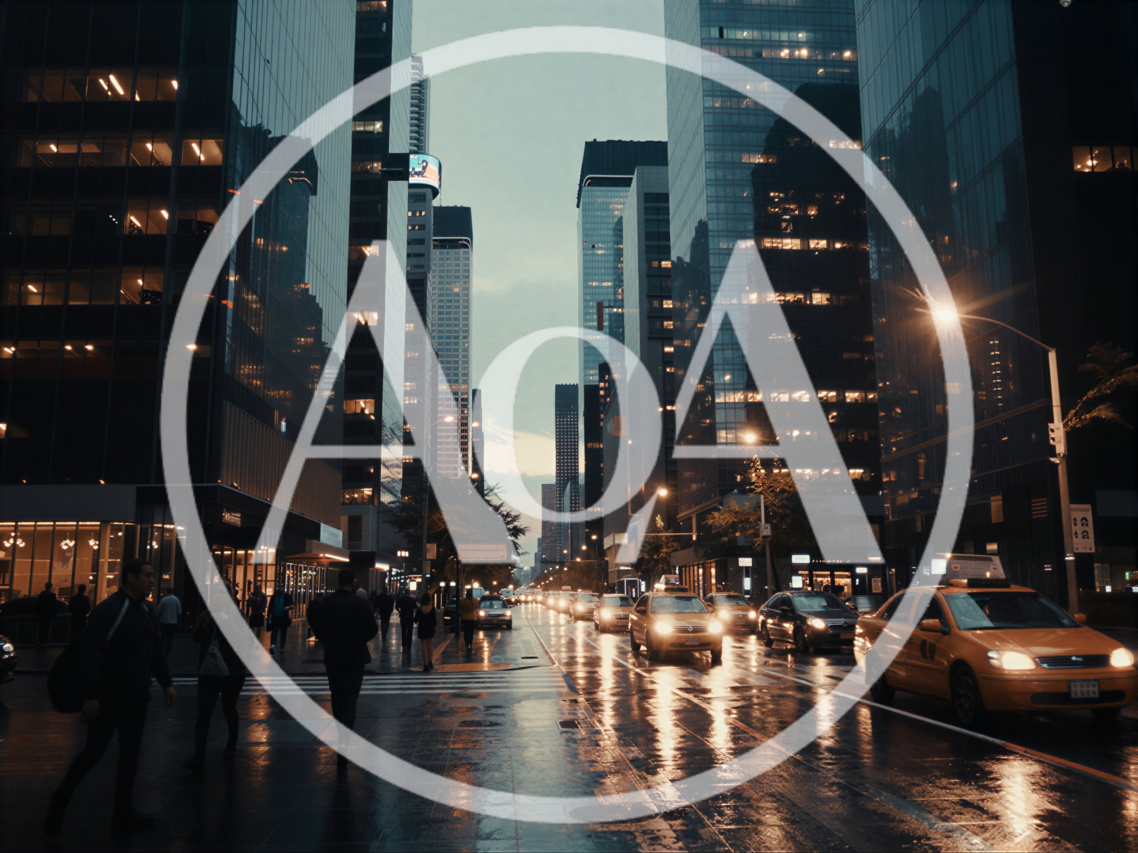 Rainy Evening Street Scene In New York City