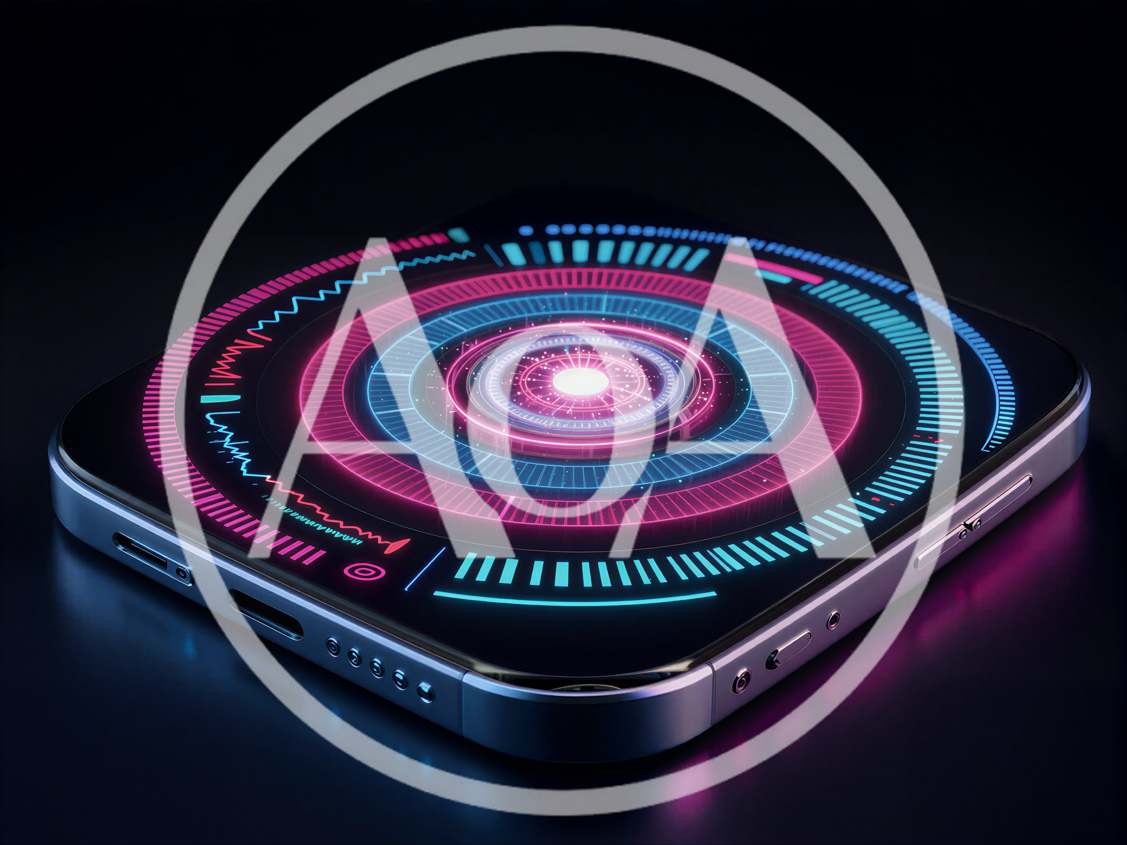Futuristic Smartphone Display With Glowing Digital Interface