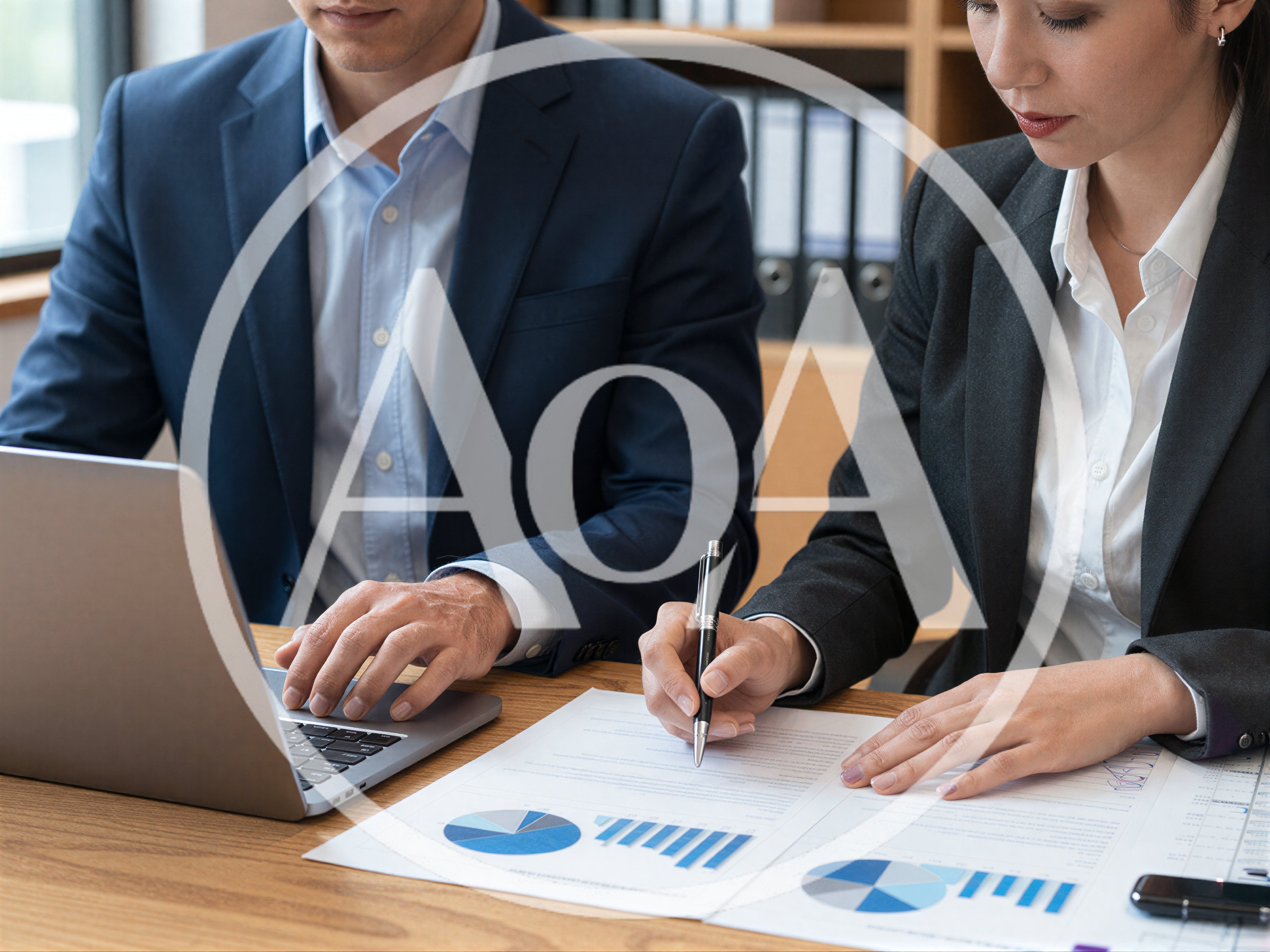 Business Professionals Analyzing Financial Charts In Office