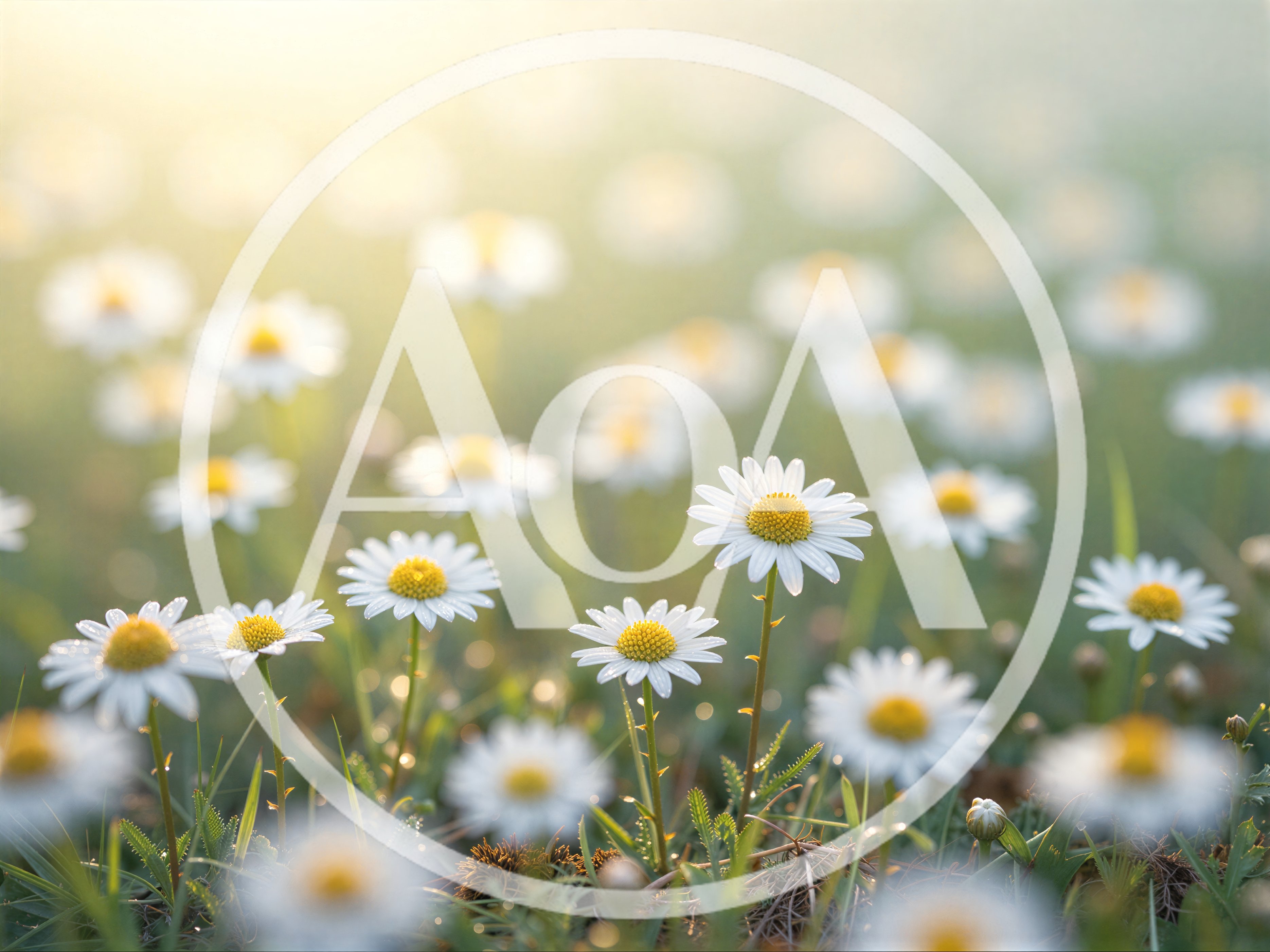 Field Of Blooming White Daisies In Morning Sunlight