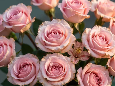 Close Up Of A Bouquet Of Pink Roses