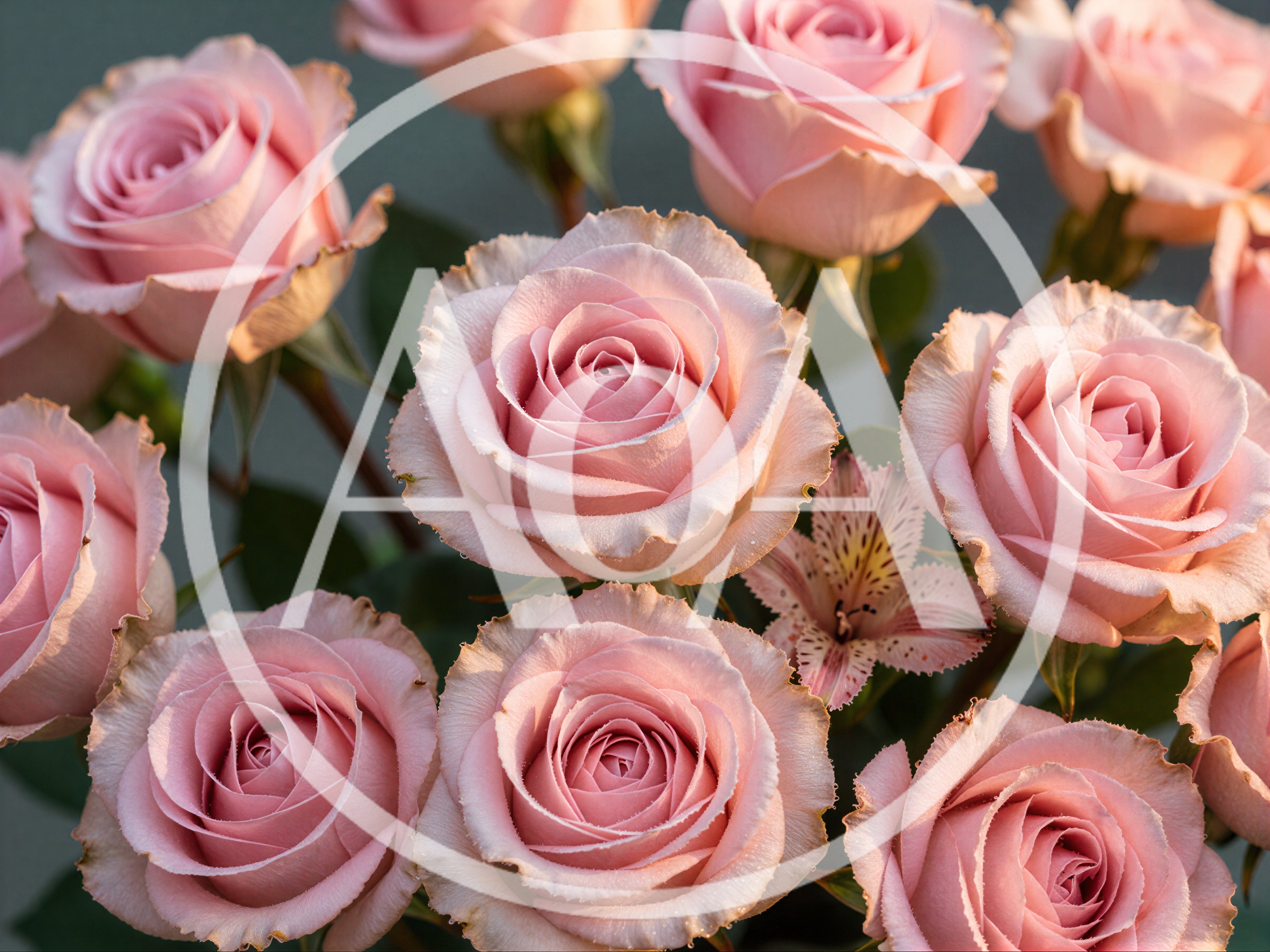 Close Up Of A Bouquet Of Pink Roses