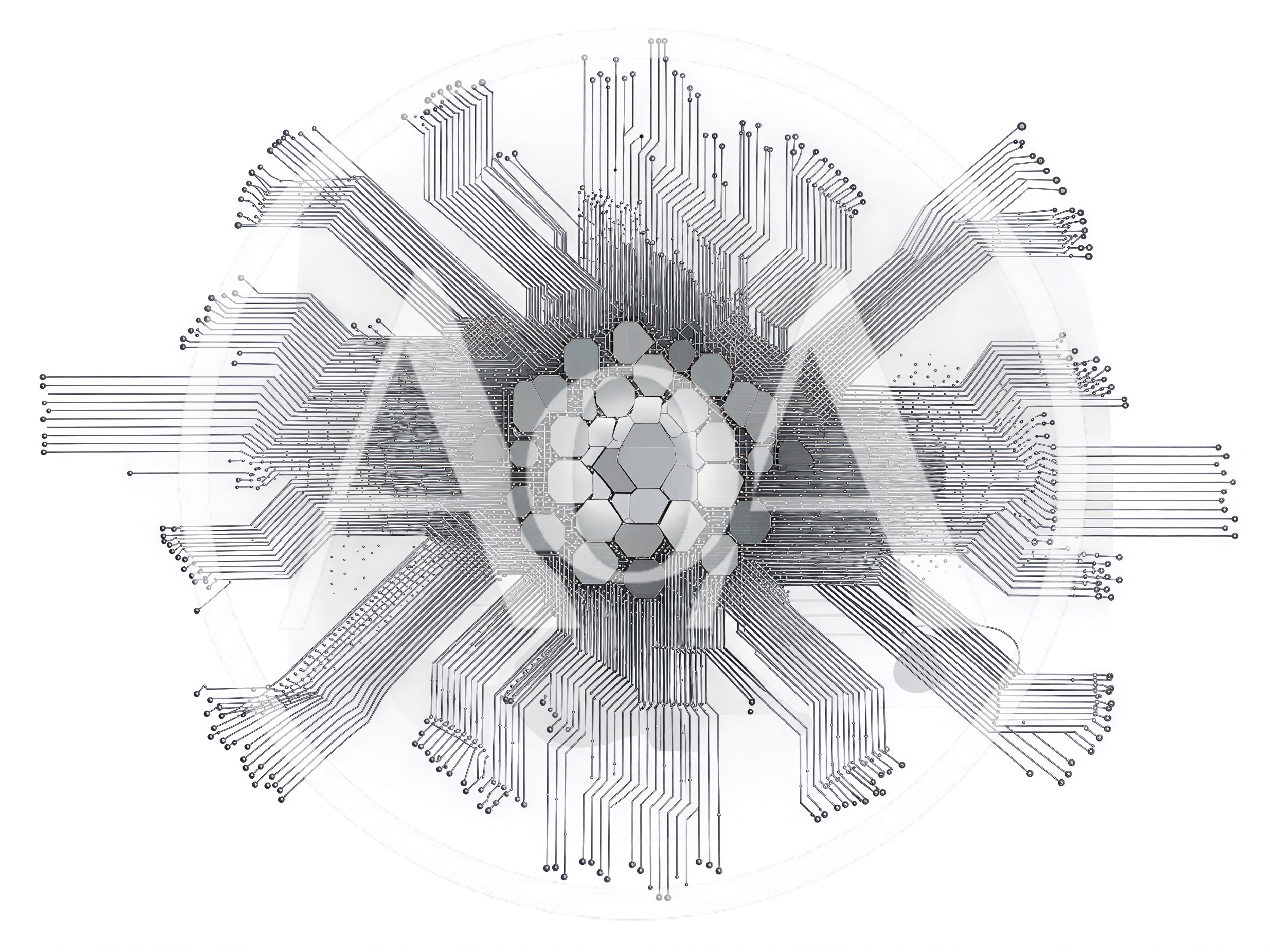 Abstract Digital Circuitry With Hexagonal Core