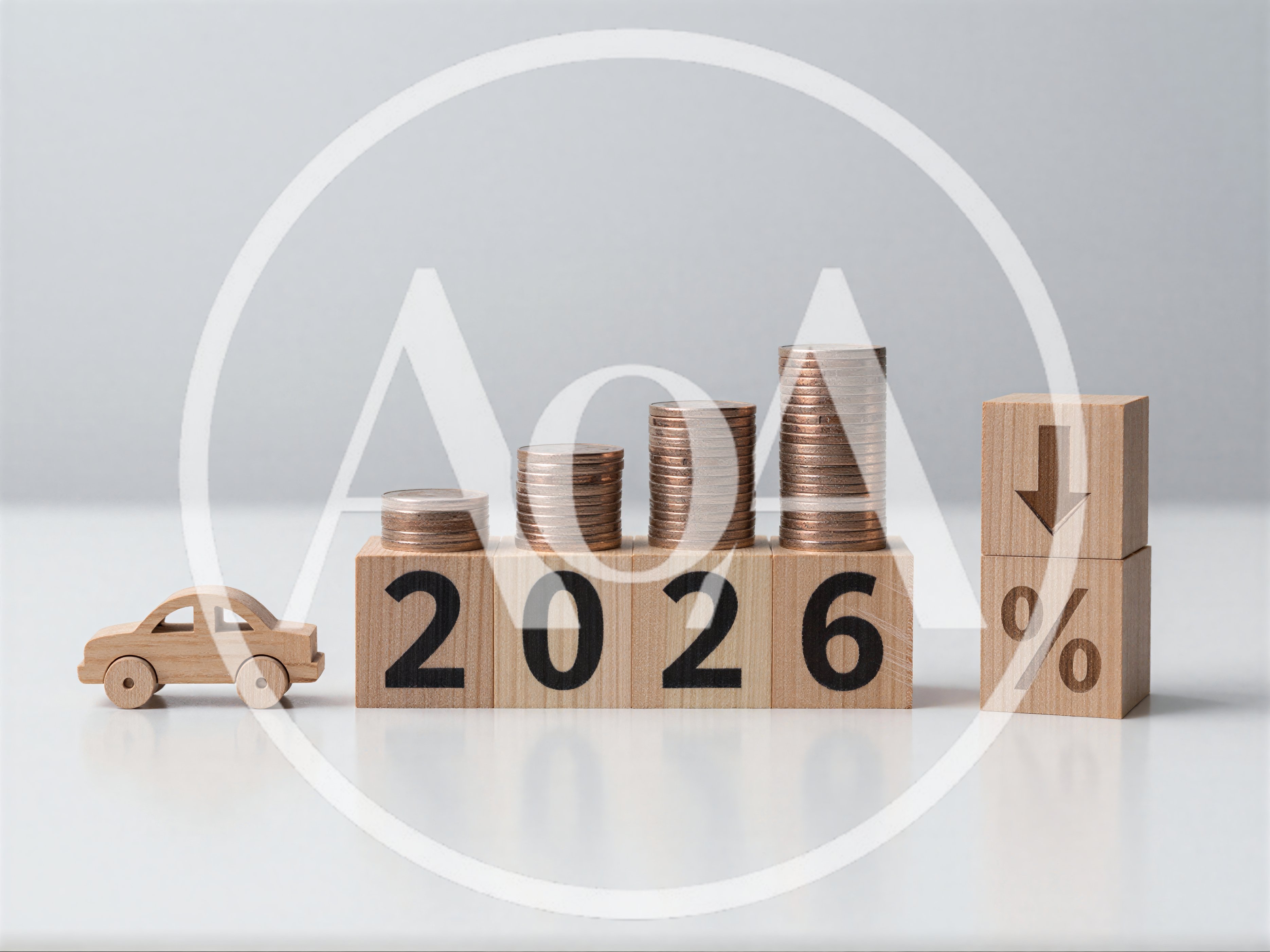 Wooden Car Model With 2026 Financial Growth Concept