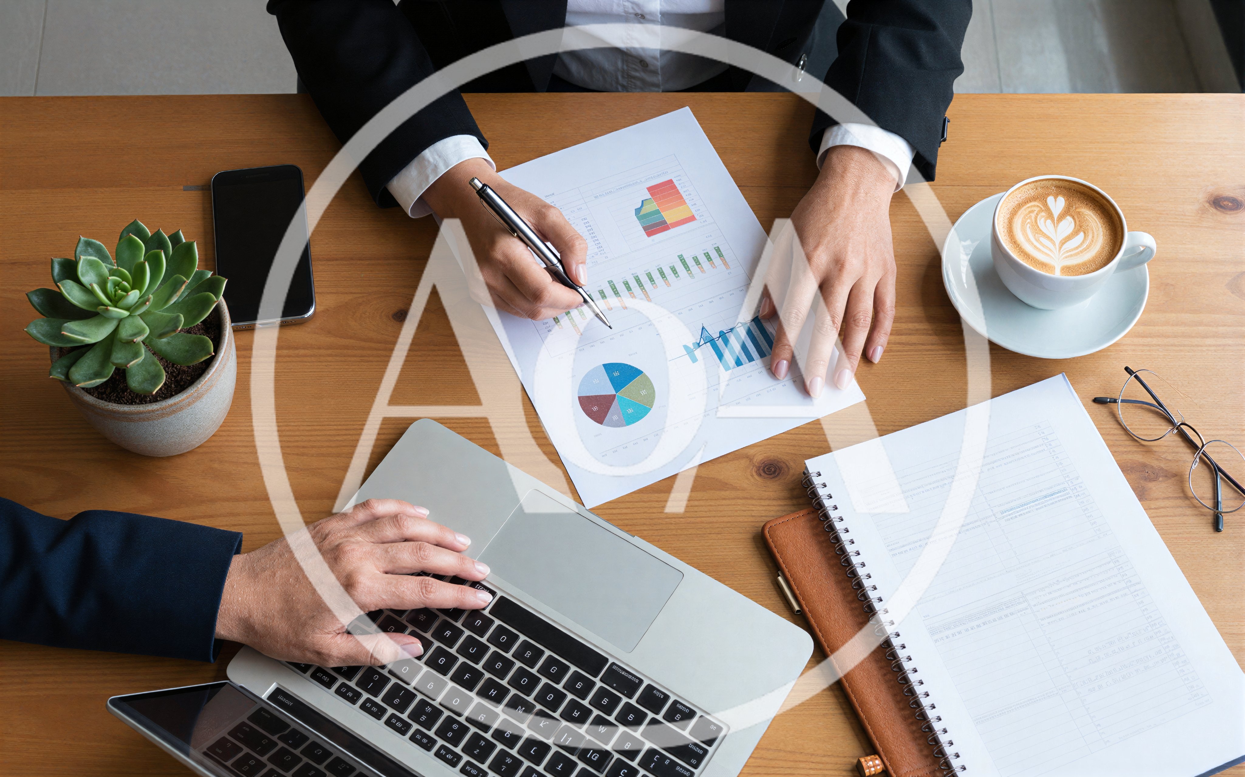 Business Professionals Collaborating on Financial Data Analysis