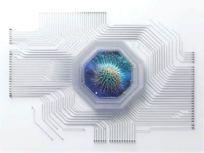 Digital Virus Concept Inside Futuristic Circuit Board