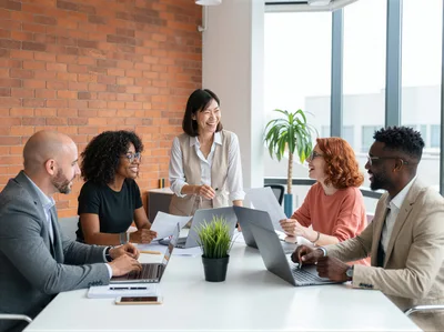 Diverse Professional Team Collaborating During Office Meeting
