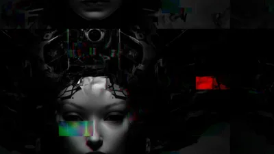 Digital Glitch Portrait Of A Cybernetic Woman