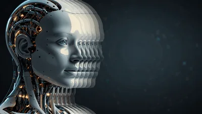 Futuristic Android Head With Multiple Ghosting Motion Effects
