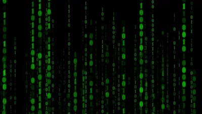 Green Binary Code Falling Down Screen