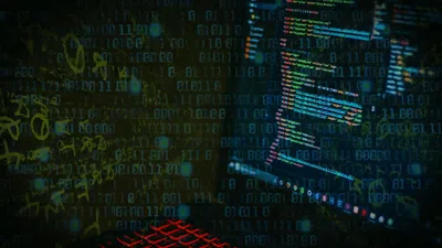 Digital Code Overlaying Abstract Background