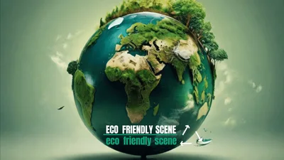 Eco Friendly Earth Globe With Animated Text Overlay