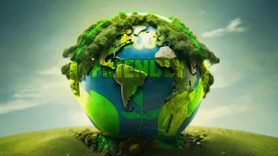 Eco Friendly Text Appearing On Earth Globe