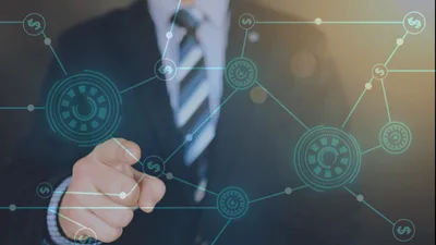 Businessman Interacting With Digital Financial Network Interface