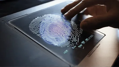 Fingerprint Scanner Interface With Glowing Digital Graphic